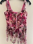 Vintage Nwt Albert Makali  Floral Pink Ruffle Women s Corset Top