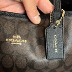 Coach F36658 Black brown Signature Pvc Reversible City Tote Coated Canvas Euc