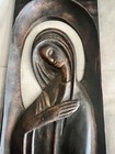 Vintage Germany Mid-century Modern Madonna Virgin Mary Metal Wall Plaque Statue