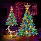 Upgraded Set Of 2 Solar Christmas Tree  Outdoor Christmas Decorations prelit Xma