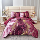 King Bed In A Bag Burgundy Marble Comforter Set Sheets Pillow Covers 6 Piece