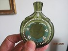 Antique Perfume Bottle Green Cut Glass W  Enamel Work 19th Century