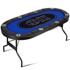 72  Oval Poker Table  Foldable Legs 8 Players With Padded Armrest   Cup Holders