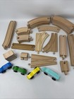 Wooden Train Set Brio Compatable Track Trains Toy Lot Trains  Switches 34