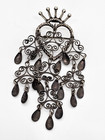 Deco Norwegian Sterling Silver Large Crown Solje  Wedding Brooch Signed H