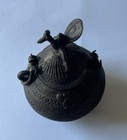 Antique Nepalese Himalayan Bronze Ritual Container With  Bird Finial 19th   20th C
