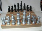 Chess Set Metal Alloy   Aluminum Giant 11    King W wooden Case Board Missing Pawn