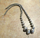 30  Extraordinary  Vintage Navajo Sterling Stamped Design Pearls Bead Necklace