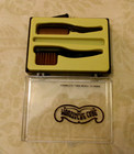Vintage Mustache Brown Plastic Comb   Brush Mini Moustache Care Original Case