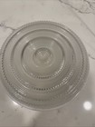 Vintage Mid Century Flush Ceiling Mount Clear   White Glass Lamp Shade 6 3 4   