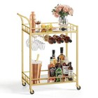 Xylc6 Vasagle Bar Cart  Home Bar Serving Cart  Wine Cart With 2 Mirrored Shelves