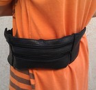 Black Leather Fanny Pack Money Belt Slim Hidden Travel Waist Bag Men Lady