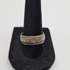 Vintage Sterling Silver 10k Gold Filled Engraved Leaf Band Ring Size 8 75 
