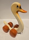 Rare Vintage 1982 Wooden Pull Toy Swan Duck Kouvalias Greek Original Box No Egg