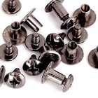 Round Flat Head Chicago Screws Buttons For Leather Crafting  1 4 50 Pcs Black