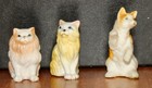 3  Vintage Tiny Cats Miniature Figurine Bone China Probably Japan 