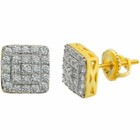 1 32ct Vvs Real Diamond Men s Solid 14k Yellow Gold Iced Hip Hop Square Earrings