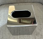 Square Metal Silver Tone Facial Tissue Box Cover Holder