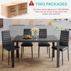 5-piece Dining Set        High Quality     Glass Table   4 Leather Chairs For Home