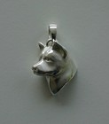 Large Sterling Silver Akita Head Study Pendant