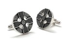Celtic Cross Cufflinks Silver And Black Enamel Irish Cross Nimbus Cuff Links Wed