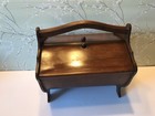 Vintage Wooden Sewing Box Double Door Thread Shelf