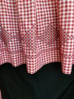 Vintage Christmas 1950 s Hand Embroidered Half Waist Apron White Red Gingham