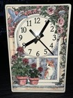 Vtg Ceramic Clock Cottage Core Santa Barbara Ceramic Designs 1994 Cat New Clock