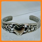 Sterling Silver 925 Vintage 90s Heart Filigree Adjustable Toe Ring  Boho Jewelry