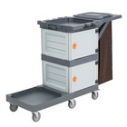 Commercial Janitorial Cart With 2 Cabinets Black Housekeeping Caddy   Vinyl Bag