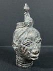 Vintage African Tribal Art Small Bronze Benin Head   Nigerian   7 5    X 3 75   