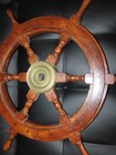 24  Nautical Captain s Ship Wheel Hand Made Indian Teak Wood Brass Center Vtg
