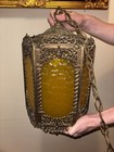 Vintage Mcm Ornate Gim 3054 Hanging Gold Swag Lamp Light Brass Goth Mid Century