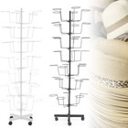 7 Tier Metal Rotating Hat Display Rack Free Standing Floor Caps Headwear Stand