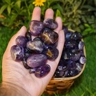 10pcs Natural Amethyst Tumbled Stones Purple Quartz Crystal Healing Palm Rocks