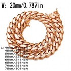 20mm Cuban Link Chain Men 14k Rose Gold Plated Stainless Steel Chain Necklace