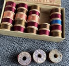 Antique Richardson Embroidery Silk  Wooden Spools Multi  Lot 25    Box