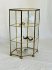 Vintage Glass And Brass Jewelry Box Or Display Case Hexagonal 10 5  H