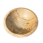 Hand Turned Spalted Poplar Wood Bowl 7 25    Artist Signed Rustic One Of A Kind