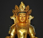 Tibet Temple Bronze 24k Gold Gilt White Tara Kwan-yin Goddess Buddha Statue