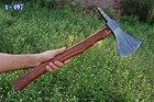 Handmade Damascus Steel Tomahawk Hatchet Axe Integral Spike Head Wood Handle