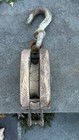 Antique 1900   s Wooden Single Barn Pulley - Vintage Farm Hardware Block   Tackle