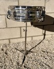 Vintage 1960   s Roger   s Snare Drum 14x5 With Stand Chrome On Brass