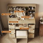 7 Drawers Makeup Desk With Led Lighted Mirror And Shelves New Vanity Table Set