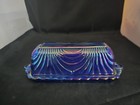 Vintage Iridescent Cobalt Blue Carnival Glass Butter Dish