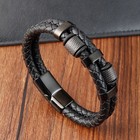 Men Braided Leather Bracelet Stainless Steel Magnetic Clasp Wristband