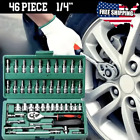 46 Pcs Socket Wrench Set 1 4  Drive Ratchet Metric Kit Garage Car Repair Tool