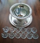 Vtg Oneida Silver Plated Punch Nog Bowl Set W Ladle   Tray 15 Pc  Set Vgc