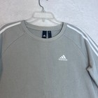 Adidas Womens Essentials 3-stripes Fleece Pullover Sweatshirt Sage Green Medium