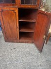 Antique English Mahogany Corner Cupboard  Glazed Doors To Top 